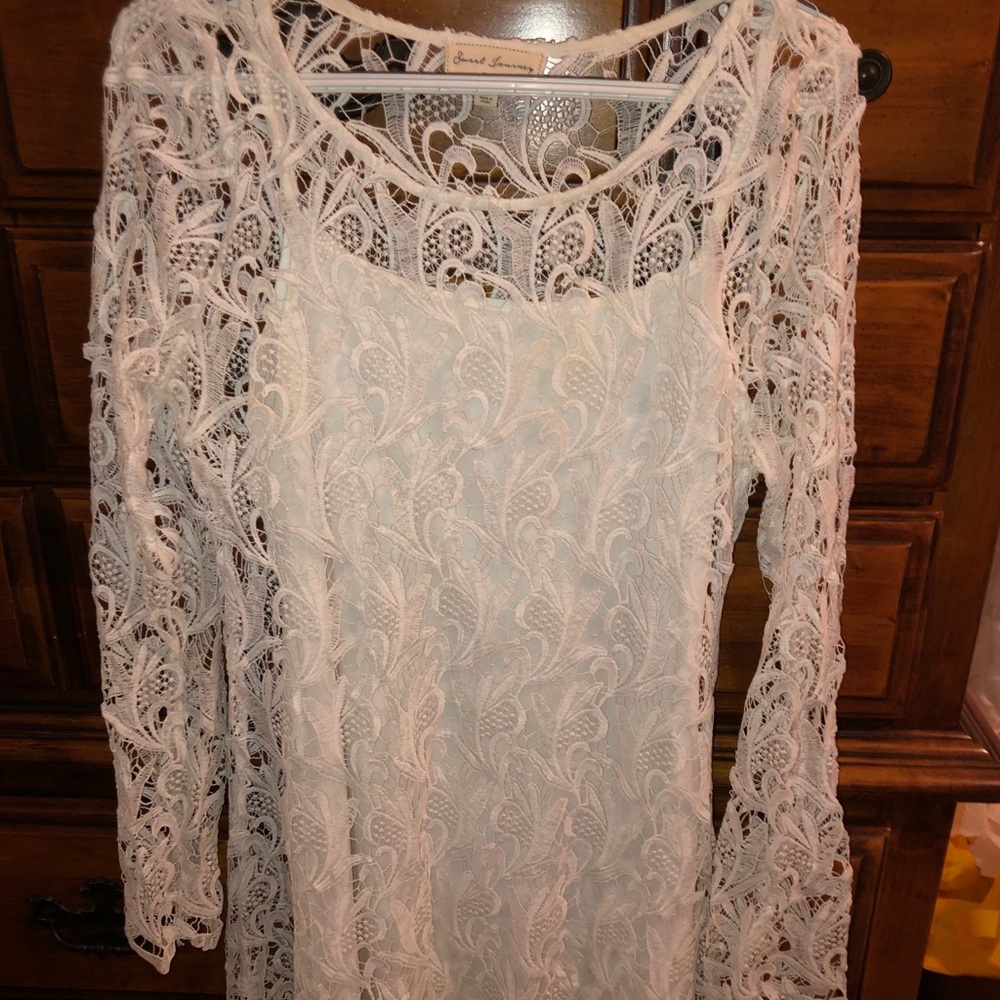 WHITE LACE DRESS with slip